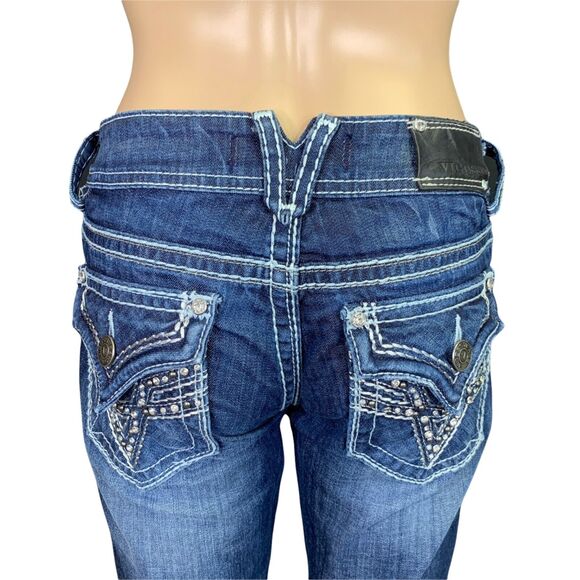 Vigoss Womens Skinny Denim Blue Jeans Dark Wash Embroidered Jeweled Size 1 26 - Picture 8 of 16